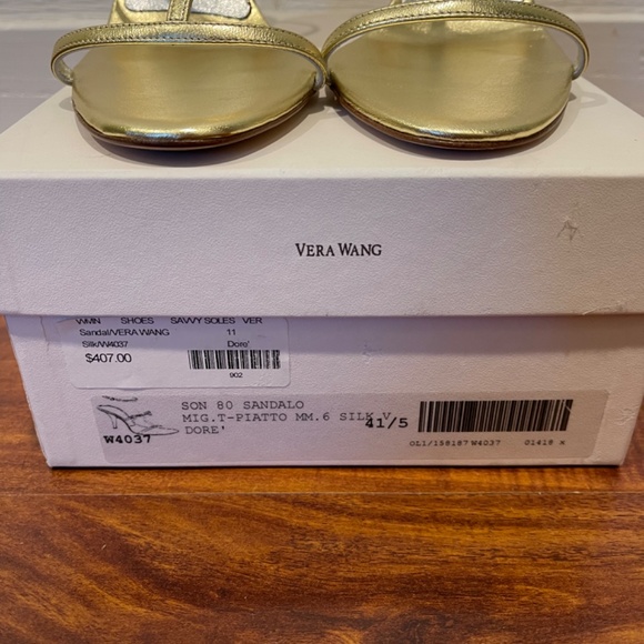 Vera Wang Gold Strapy Leather Sandals Heels - Picture 6 of 8